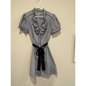 Johnny Martin dress size 9 shirt dress black tie ruffle detail